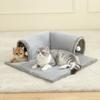 Cozy Cat Bed with Tunnel for Indoor Cats Multifunctional Cat Activities Tunnel Bed with Hanging Balls Cat Bed with Tunnel