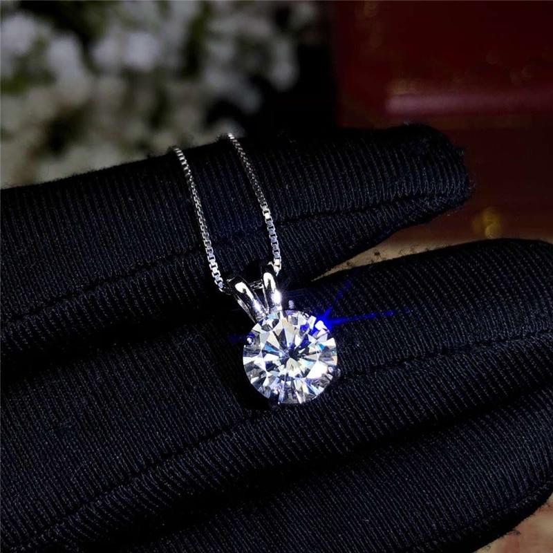 2Ct Lab Diamond Пасьянс Подвеска Ожерелье Стерлингового Серебра S925 Цветное Колье Заявление Ожерелье Женские Ювелирные Изделия со Звенчатой Цепочкой