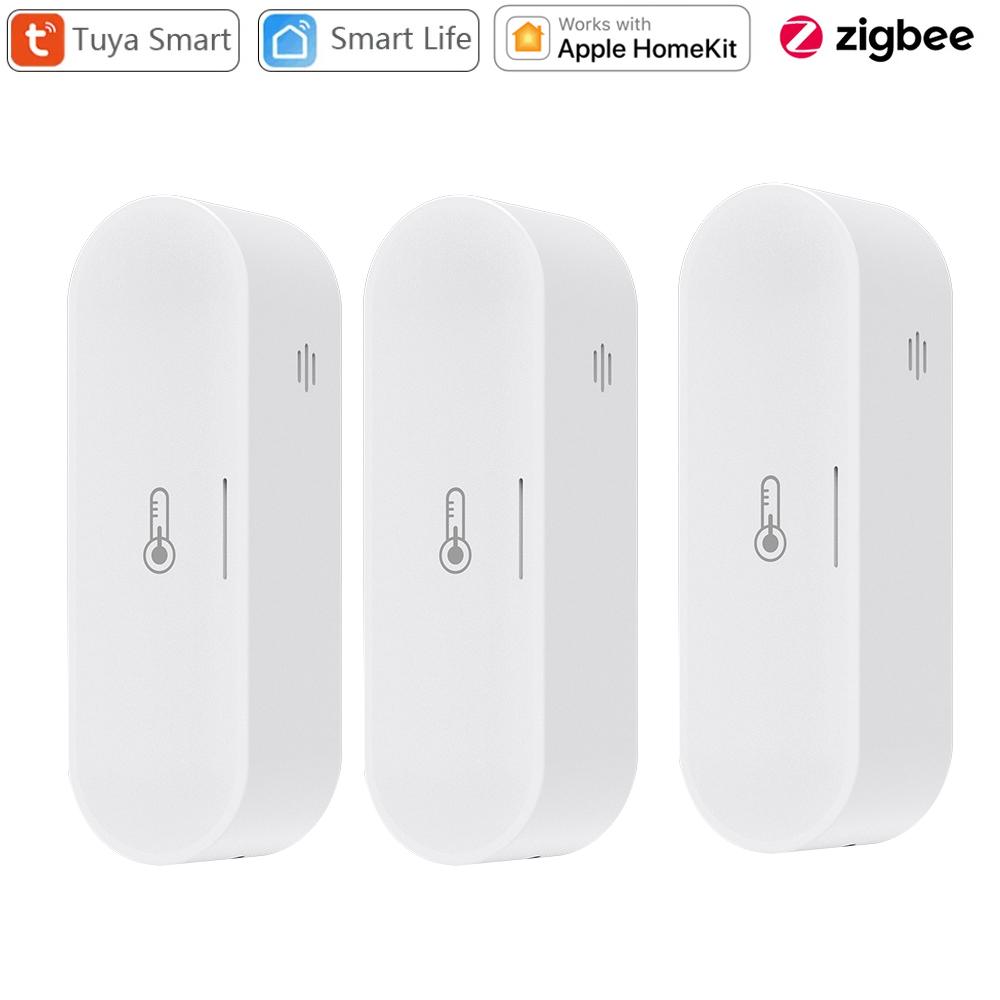 Tuya Zigbee Smart Temperature and Humidity Sensor Micro USB / Battery Powered Home Security Work with Homekit Alexa Google Home