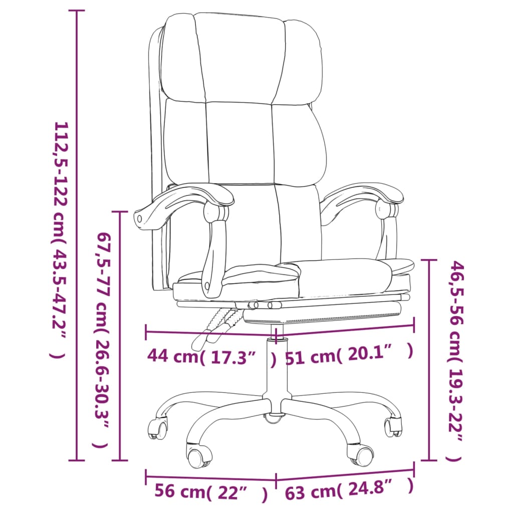 Office Chair with Reclining Function Cream Faux Leather