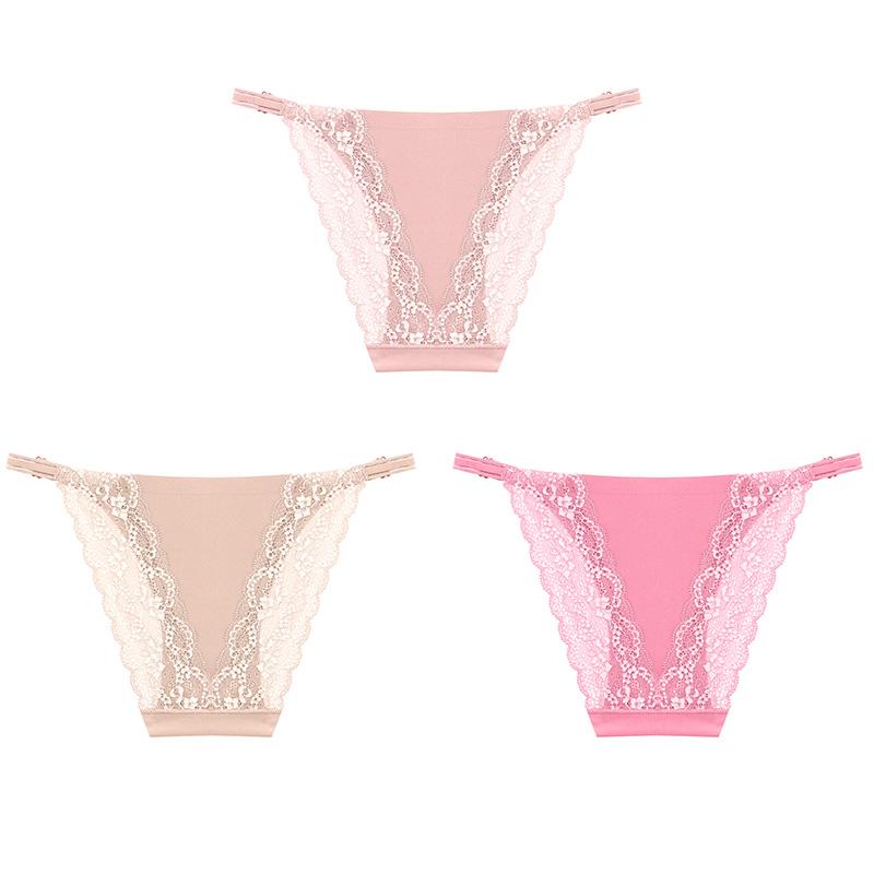 3PCS Sexy High Cut Breathable Panties V Waist Women Briefs Seamless Adjustable Strap Bikini Underwear for Women