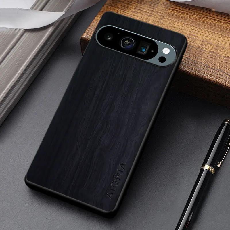 Чехол для Google Pixel 9 Pro XL 9A, прочный кожаный чехол с деревянным узором для Google 9 Pro, чехол Funda