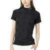 FootJoy Women's Check Jacquard Short Sleeve Mock Neck Golf Shirt, Black, Size XL (FJW-S25-S03, 34810-XL)