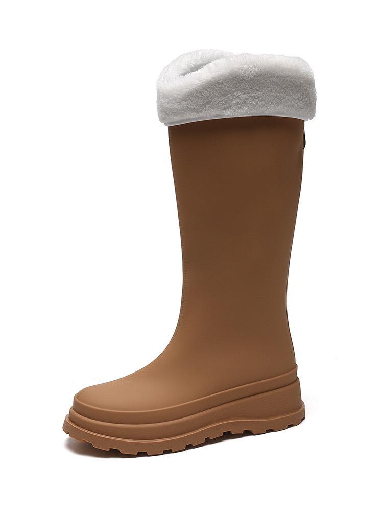 Женские модные взрослые флисовые высокие резиновые сапоги