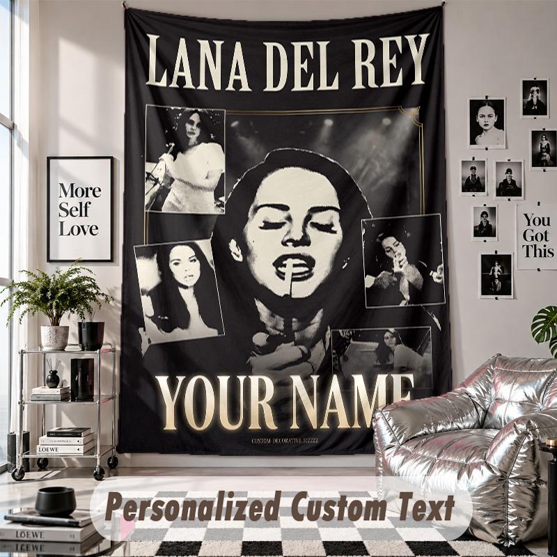Wall Hanging Tapestry With Custom Name & Text, Lana Del Rey Decorative Tapestry For Bedroom