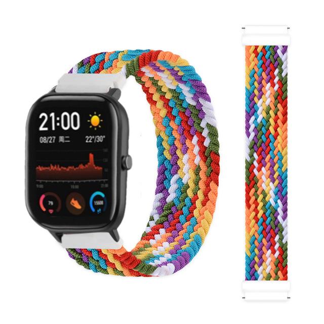20 мм 22 мм ремешки для часов для Amazfit GTS/4/3/2/2e/GTS2 Mini/GTR 4/3 pro/GTR2/2e/2 Плетеный solo loop Браслет Amazfit bip 6 5 ремешок