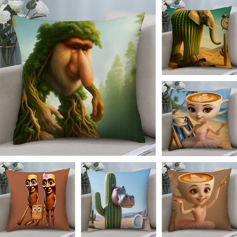 Tung Sahur Tralalero Tralala Cushion Cover Plush Fabric Soft DoubleSided Printed Sofa Warm Winter Home Child Gift Pillow Case