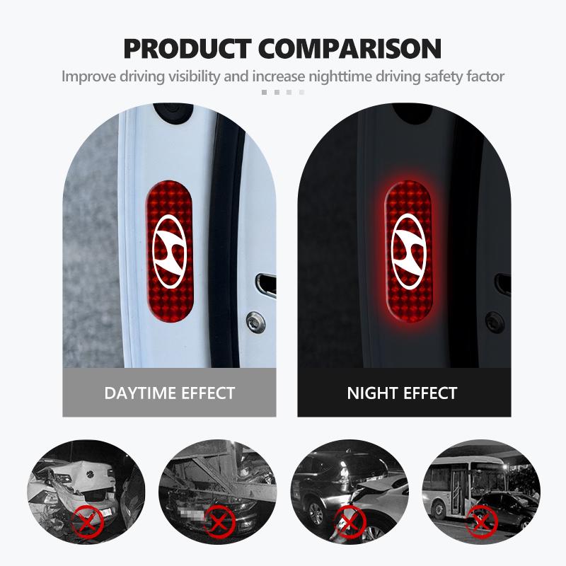 For Hyundai Car Reflective Stickers Warning Reflective Tape Decorating Accessories GDi N Line i10 Azera Genesis G70 G80 G90 gdu8