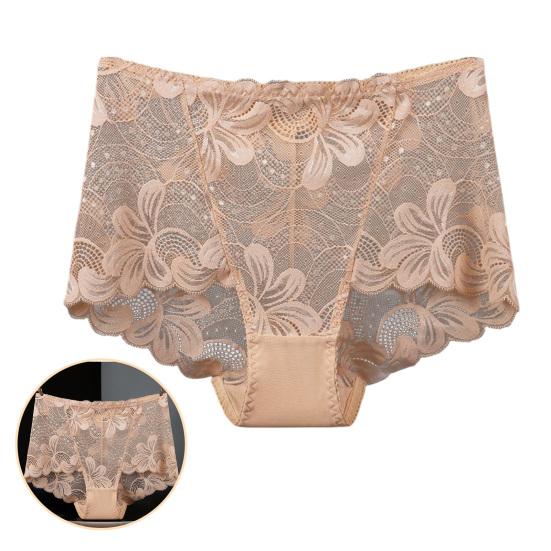 Women Briefs Breathable Elastic Hollow Out High Waist Trendy Inside Wearing Cotton Lace Stitching Ladies Briefs