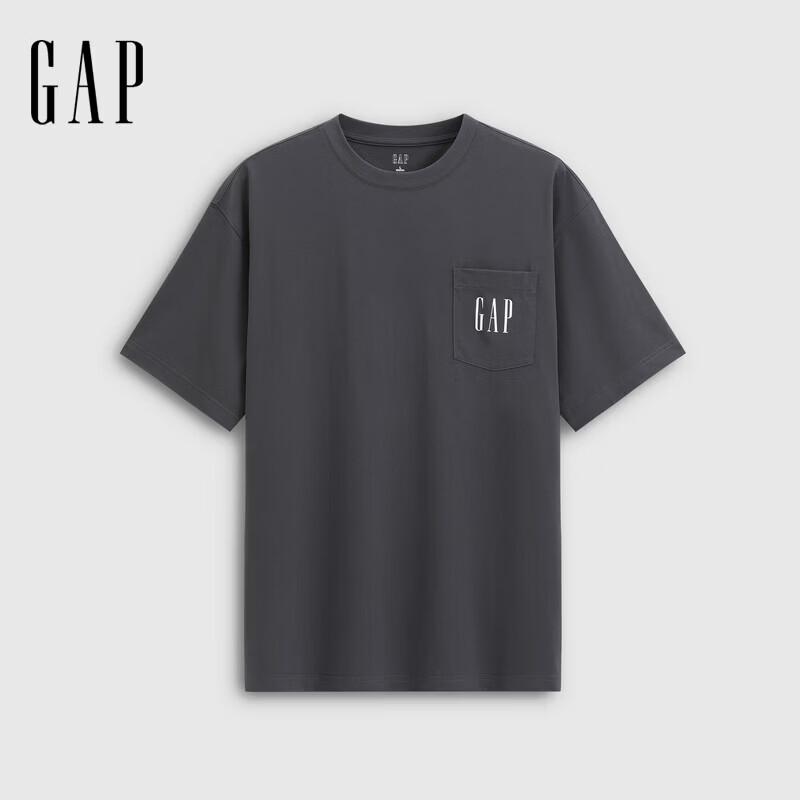 Gap Унисекс свободная короткая футболка с принтом логотипа и карманом