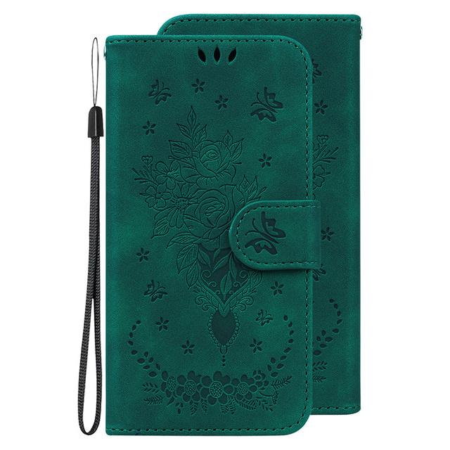 Чехол для Samsung Galaxy A30 A30s A31 A32 A33 A40 A41 A42 A50 A51 A52 A52s A53 A70 A71 A72 A73 5g A8 A7 Обложка книги с бабочкой и розой