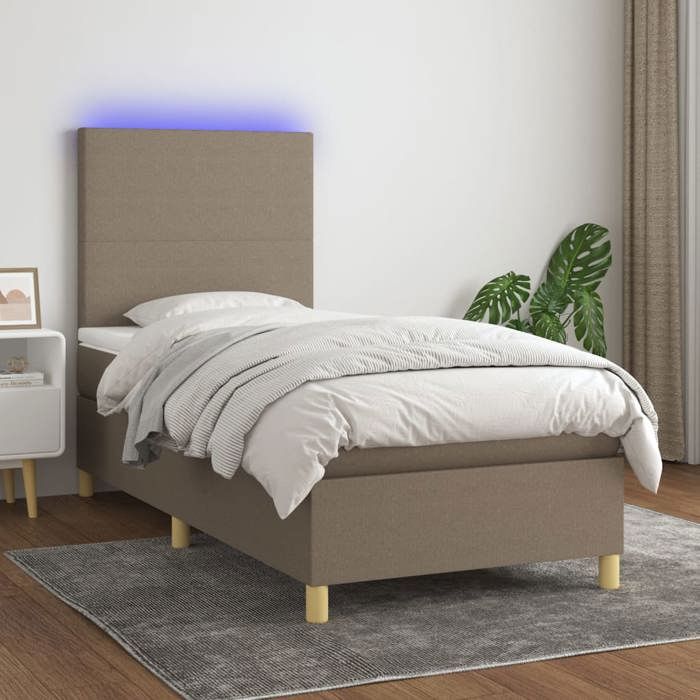 VidaXL Slat Bed Base with Mattress and LED, Upholstered Bed, Single Bed, Adult Bed for Interior Bedroom, 3135233