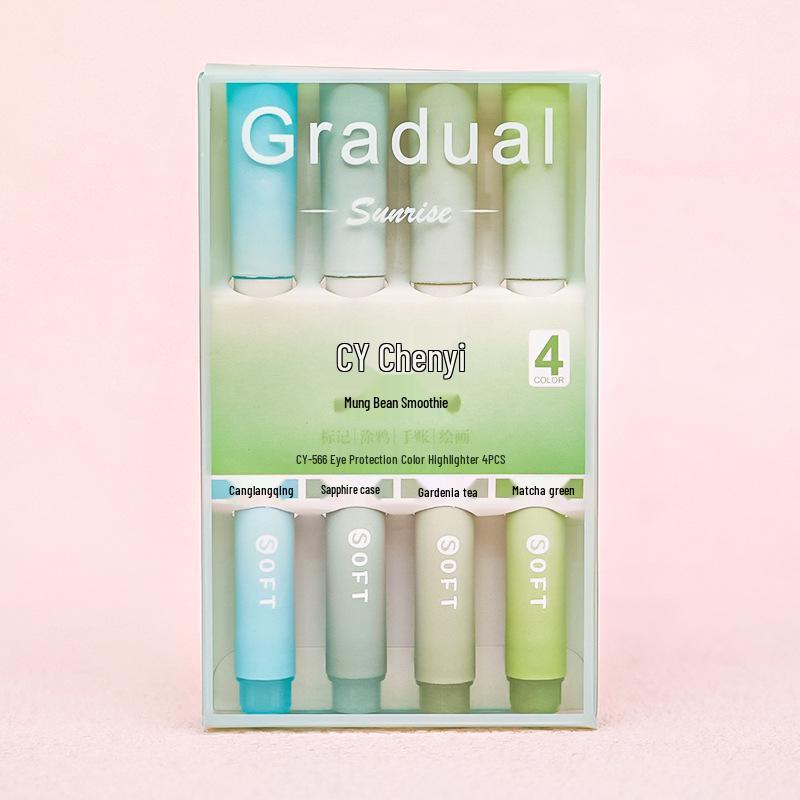 Хайлайтер градиентного цвета - скошенный наконечник, маркер для журнала, не раздражающий глаза