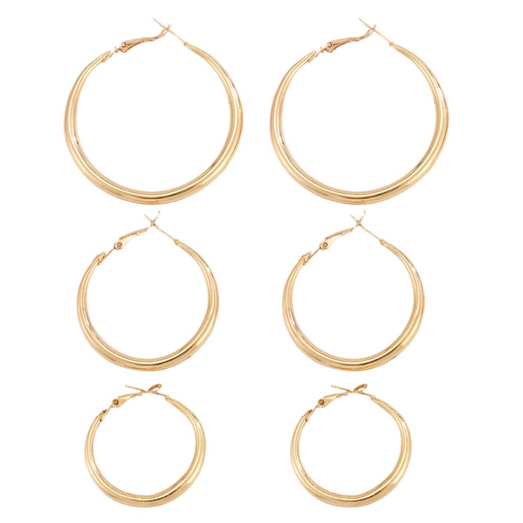 Elegant Large and Small Hoop Earrings Beautiful Hoop Earrings Mix Sizes Elegant Round Ear Decoration for Parties Dates
