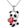 Heart Round Pendant Necklace Fashion Panda Necklace Collar Jewelry Gift Chokers Shape Zircon Bear Necklace Women Charm Chain