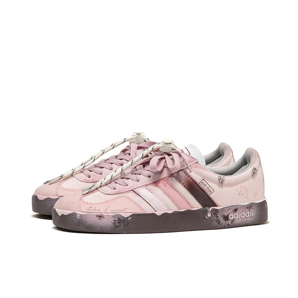 adidas VL COURT 2.0 Da Vinci, Коробка, Розовые Бабочки Амортизация Низкие Кеды для Скейтборда Унисекс Розовый Коричневый HQ1802(КомандаМ-)