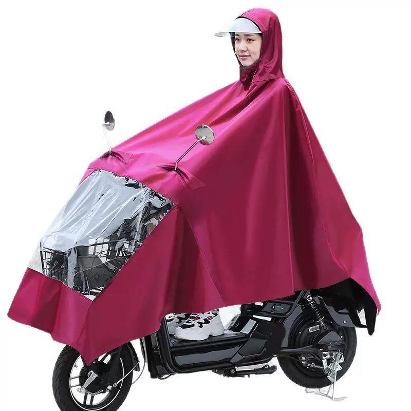 Motorcycle Raincoat, Electric Vehicle Poncho, Electric Bicycle Long Full-Body Raincoat, Heavy Rain Protection, Double-Sized Raincoat for Men and Women