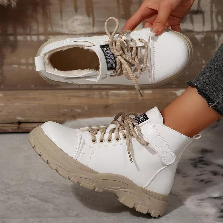 Женские ботинки Мартина больших размеров 2025 Осень/Зима Новое поступление Британский стиль Шнуровка Ботильоны Модная массивная подошва Короткие ботинки