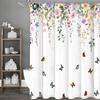 Spring Butterfly Flower Shower Curtain, Bathroom Decorative Shower Curtain, Waterproof Shower Curtain with Hooks