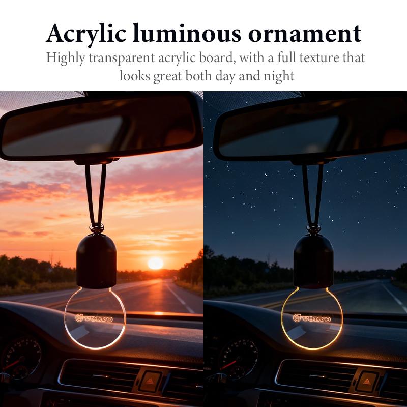 Luminous Acrylic Car Hanging Glow Decor Rear View Mirror Pendant For Volvo S60 S80 S90 C30 XC40 XC60 XC70 XC90 V40 V60 V90 T6