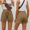 Женская мода, повседневные однотонные спортивные свободные прямые короткие брюки
