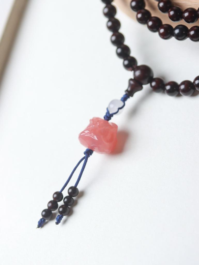 Small-Leaf Rosewood Buddhist Beads Bracelet - 0.8 Multiloop for Men & Women