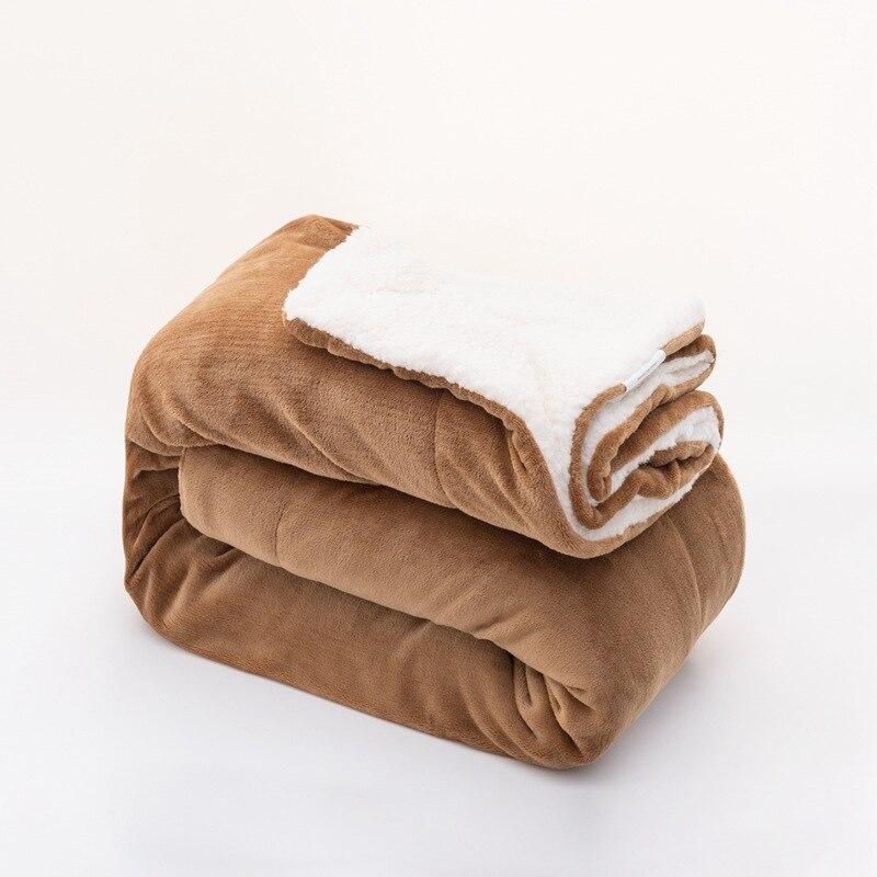 Winter Wool Blanket Adult Thick Warm Winter Double Sided Solid Color Travel Office Blanket Sofa