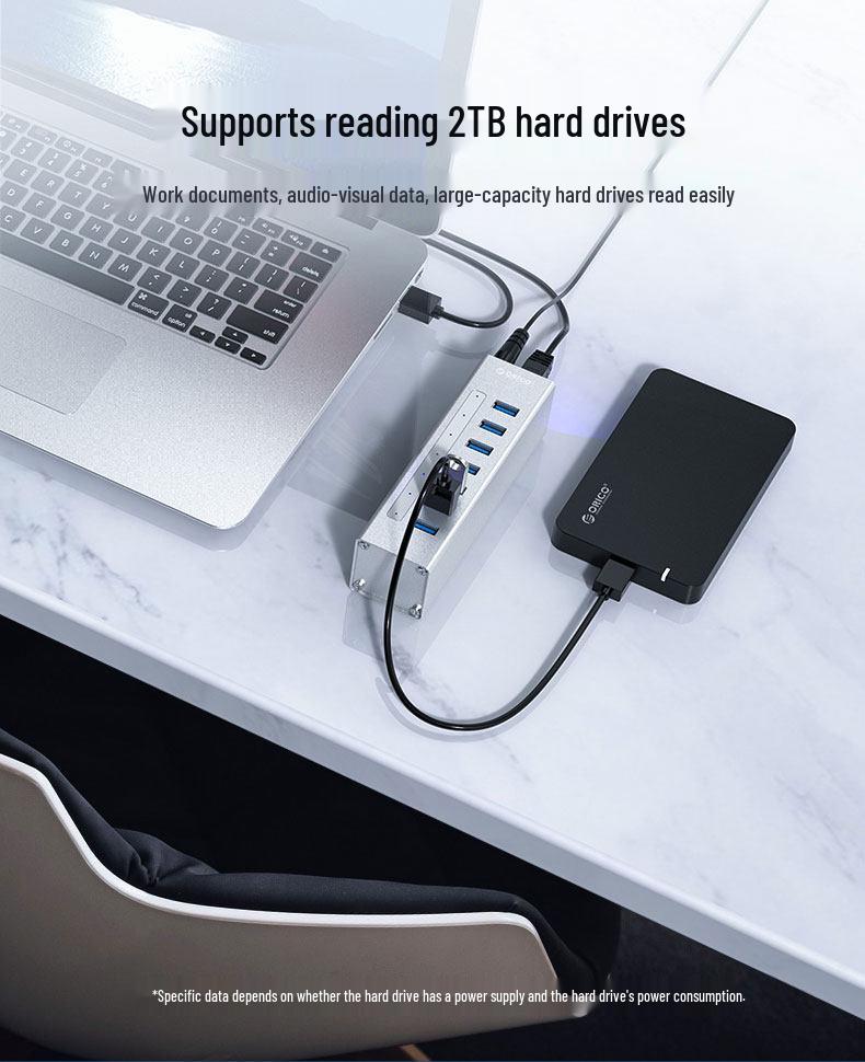 ORICO A3H Высокоскоростной USB 3.0 Четырехпортовый Expansion Hub с блоком питания
