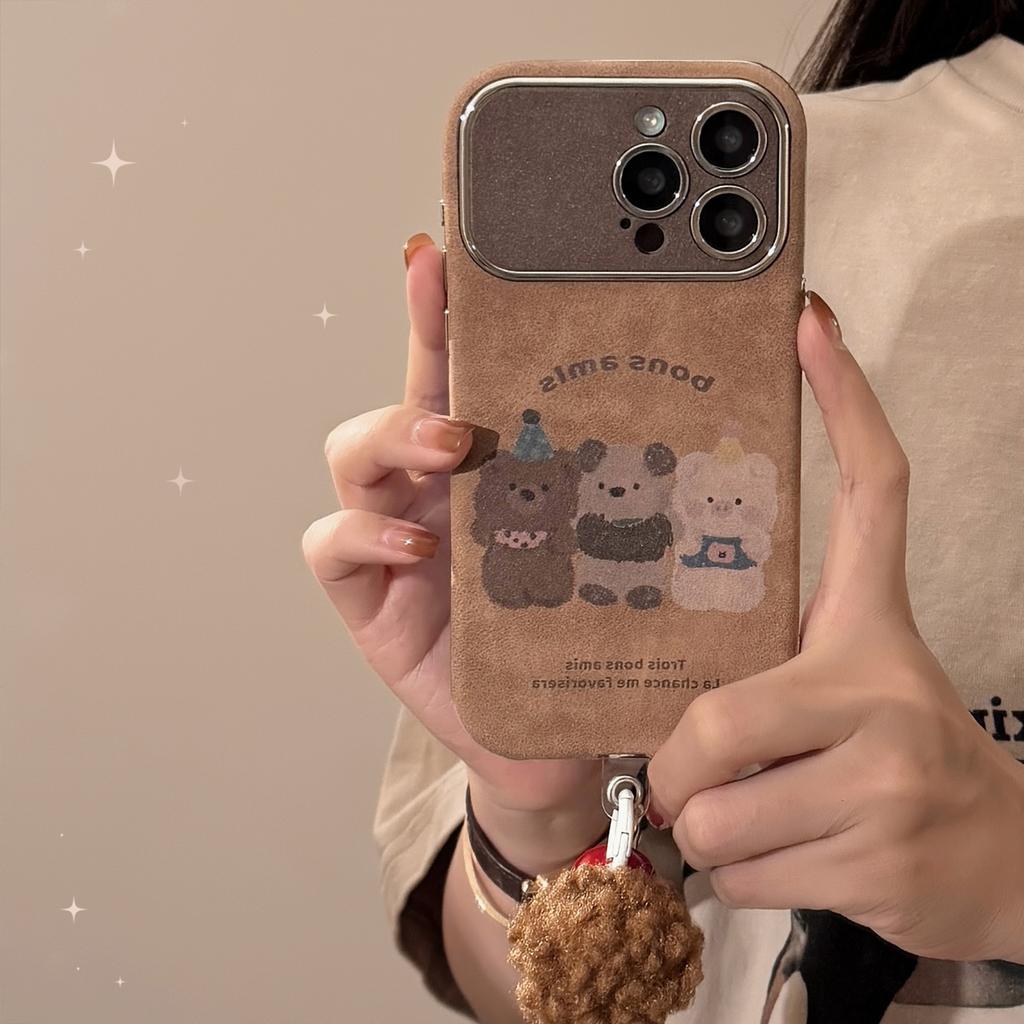 Autumn and Winter Cartoon Animals for IPhone16 Mobile Phone Case for Apple 15promax Suede 14 Hair Ball Rope 17