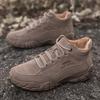 New Men's Trendy Outdoor Leather Hiking Shoes Large Size Thick Sole Men's Shoes Fashionable Casual High Top Shoes
