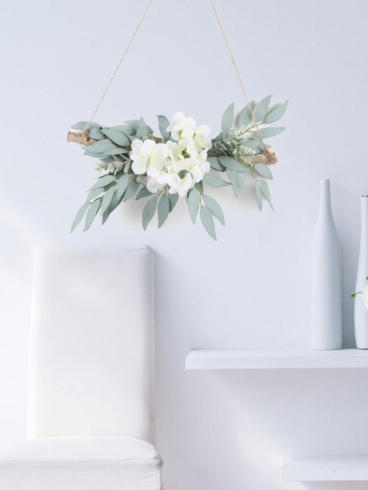 1 шт. искусственный эвкалипт гортензия пион Swag настенный декор бревенчатая ветка подвесной обруч для спальни, гостиной, ванной комнаты, настенный декор