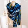 Women's Cashmere Feel Scarf Long Leaf Print Warm Shawl Wrap Winter Fashion Accessory Soft Lightweight Luxury Neck Scarf