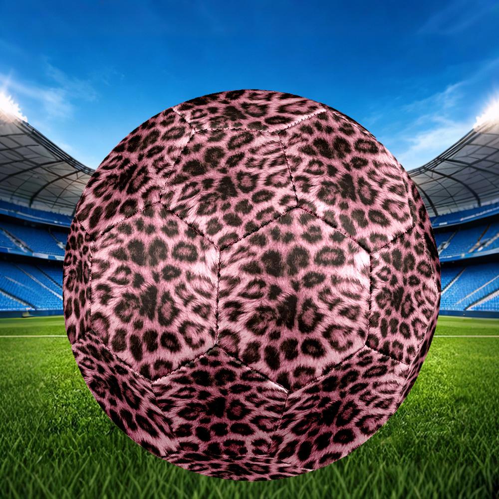 1pc Pink Leopard Print Theme Soccer Ball Football, Size 5, Lightweight PVC, Outdoor Training Soccer Ball,Gift c65131