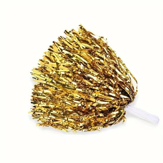 2 шт. помпоны для черлидинга с пластиковой ручкой, красочные помпоны из металлической фольги для энергичных спортивных танцев, реквизит для черлидинга для женщин