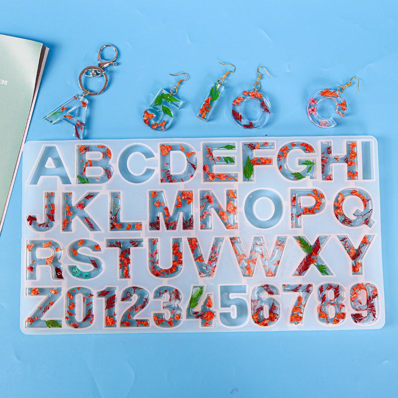  Epoxy Resin Mold Alphabet Letter Number Pendant Casting Silicone Crafts