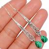 Retro Classic Silver Color Carved Patterns Inlaid with Green Stones Long Dangle Earrings for Women Engagement Party Jewelry