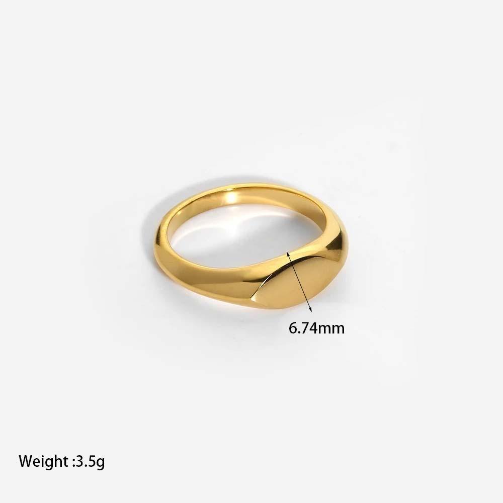 Ins Минималистичное Премиальное Позолоченное 18K Золотом Кольцо-Глаз Лошади Простое Модное Кольцо из Нержавеющей Стали Водонепроницаемое Наборное Кольцо Женское