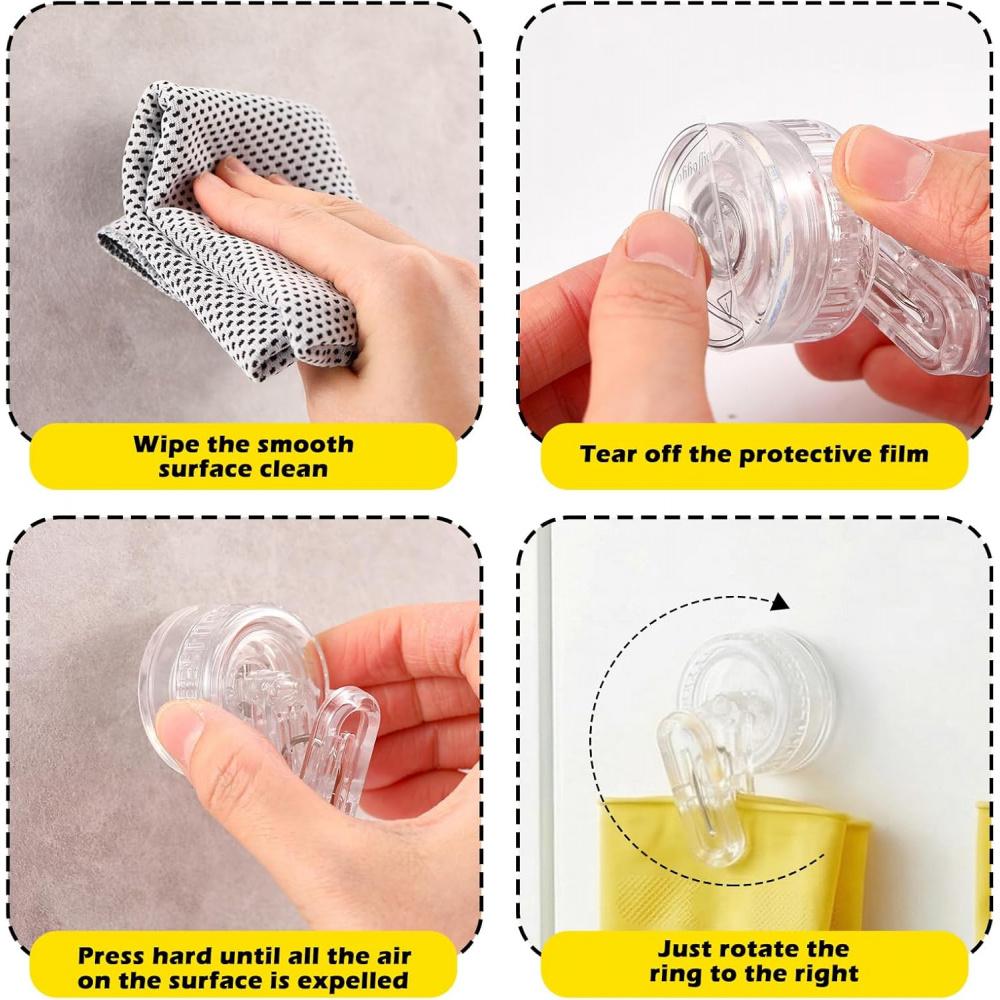 Reusable Vacuum Suction Cup Clips Heavy Duty Wall Hooks Towel Glove Storage Holder