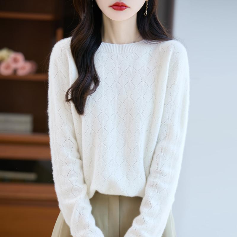 Women's Cashmere Sweater Qinghe Cashmere 30% Cashmere 70% Wool Autumn and Winter Pullover Warm and Fashionable