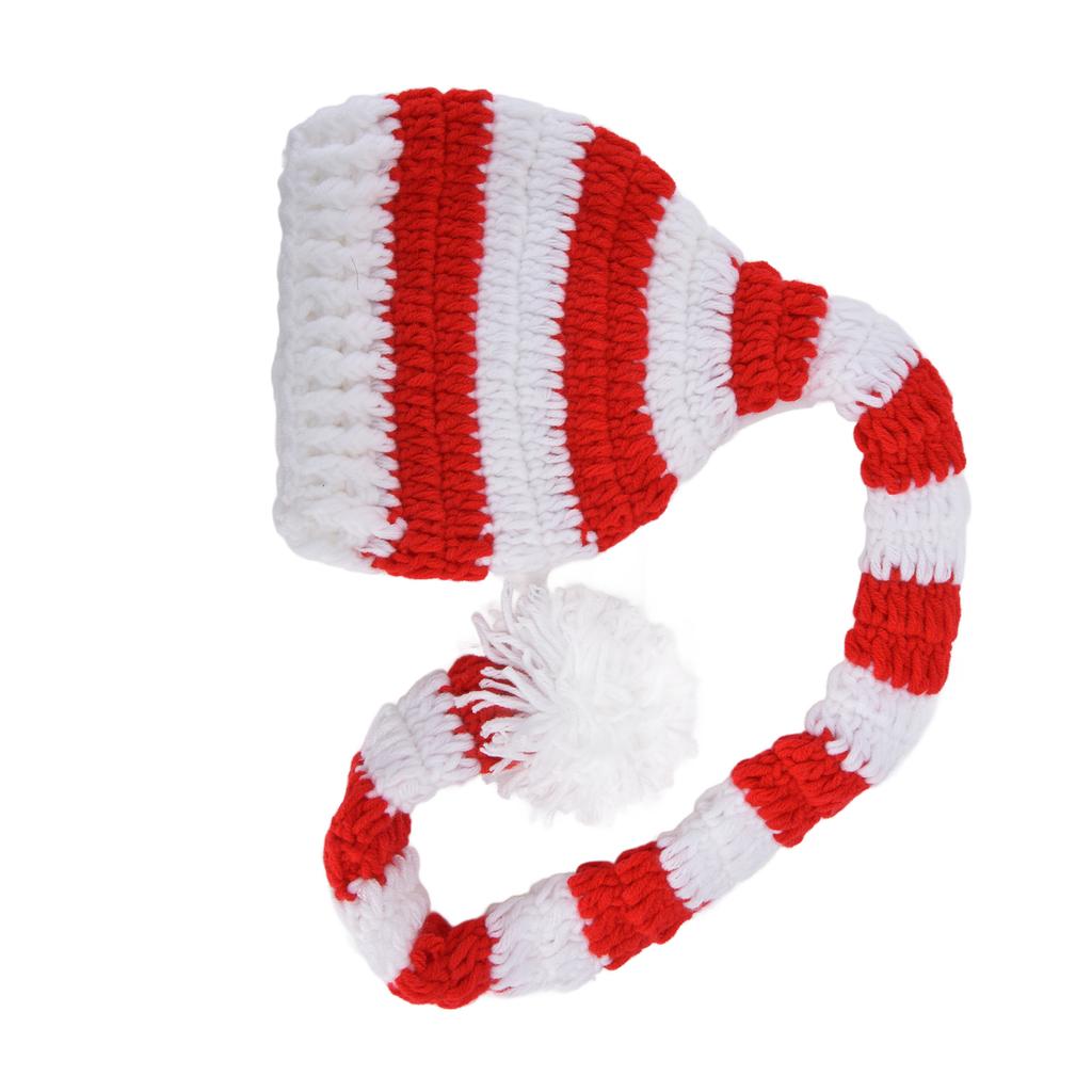 Baby Christmas Knit Hat Long Tail Shape Children Santa Hat for Baby Photography Props