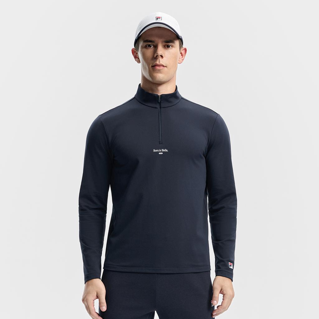 Fila Теннисная мода Минималистичный Спортивный Повседневный Классическая Футболка с Длинным Рукавом Мужские Топы Небесно-Голубой A11M543218FBU