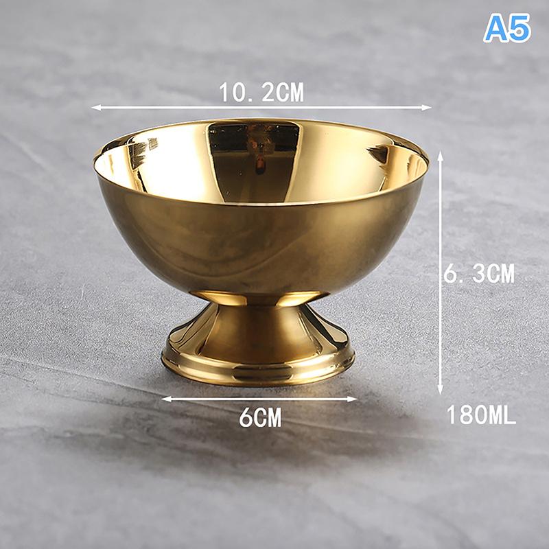 Retro High-Foot Dessert Cup 304 Stainless Steel Luxury Container for Ice Cream Cocktails Pudding Hotel & Restaurant Quality