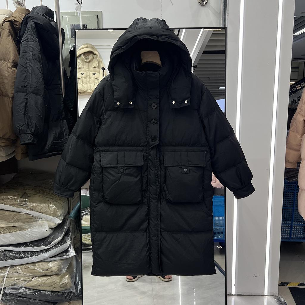 Корейская белая куртка-пуховик на талии с утиным пухом, женская зимняя, новая, средняя и длинная, утолщенная, нишевая, дизайн, куртка с капюшоном, прилив