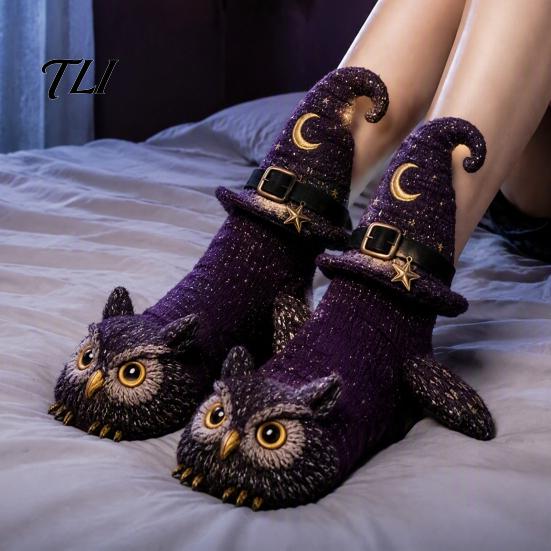 Ghost Theme Holiday Footwear 3D Halloween Novelty Socks for Women Men, Pumpkin/Owl/Black Cat/Ghost/Owl/Dragon Crew Pumpkin Skeleton