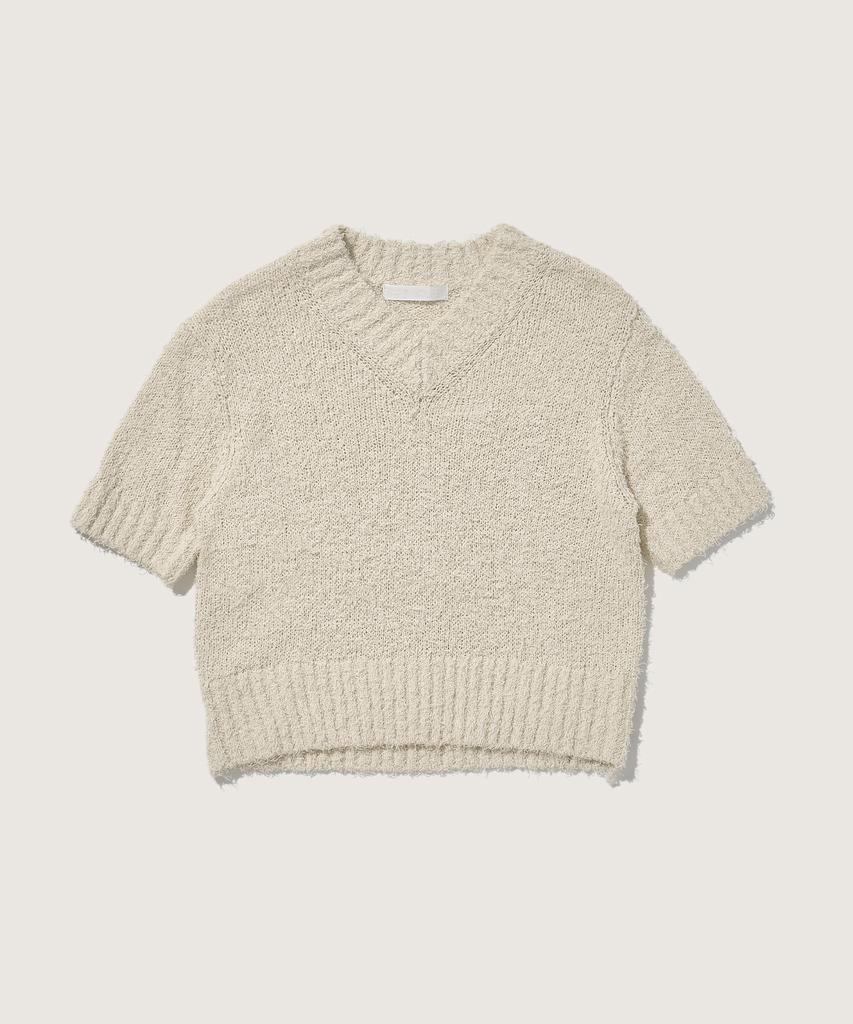 PLAC WOMEN V-Neck Boucle Knit Ivory