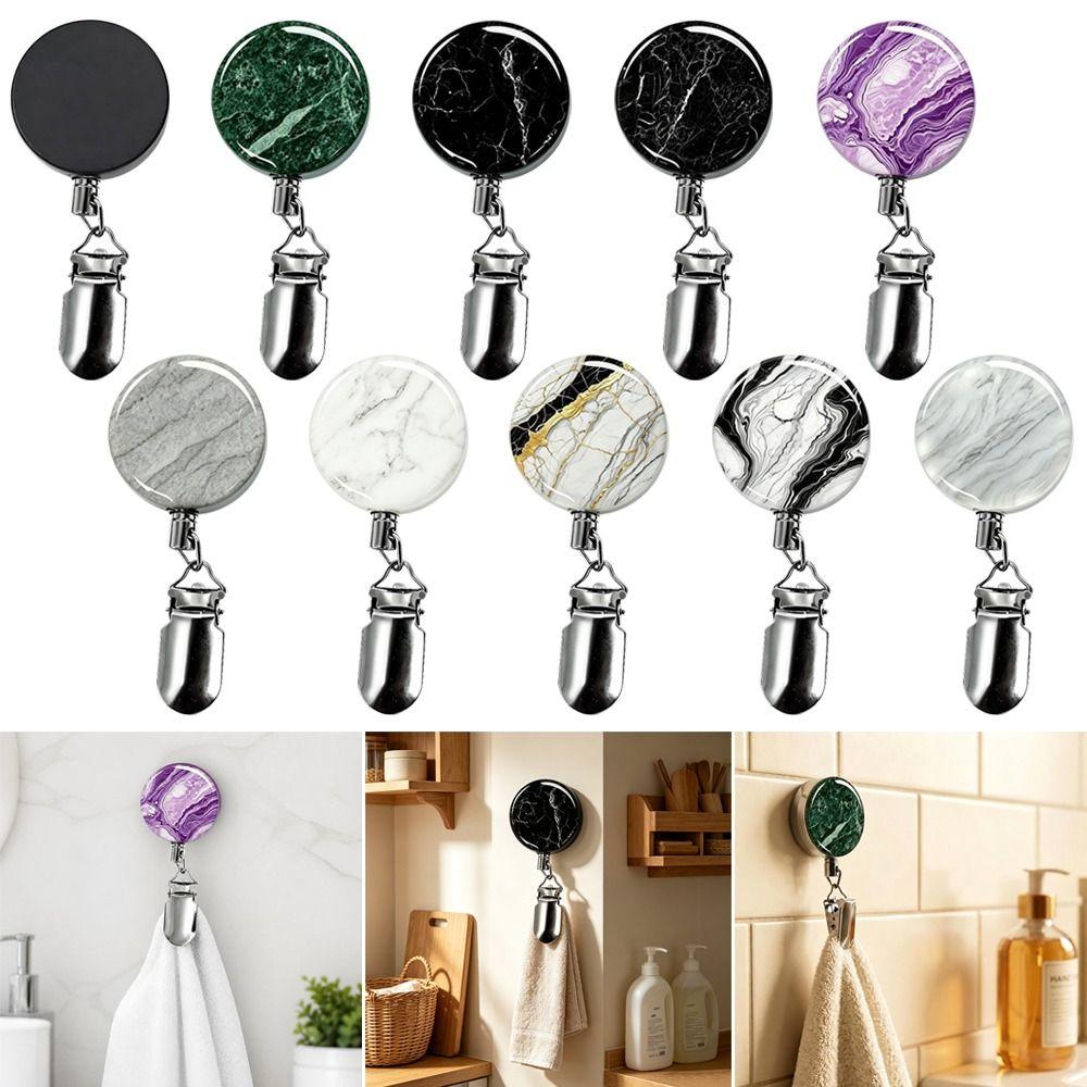 Metal Retractable Towel Clip with Steel Wire Badge Reel Durable Lanyard Clip Household