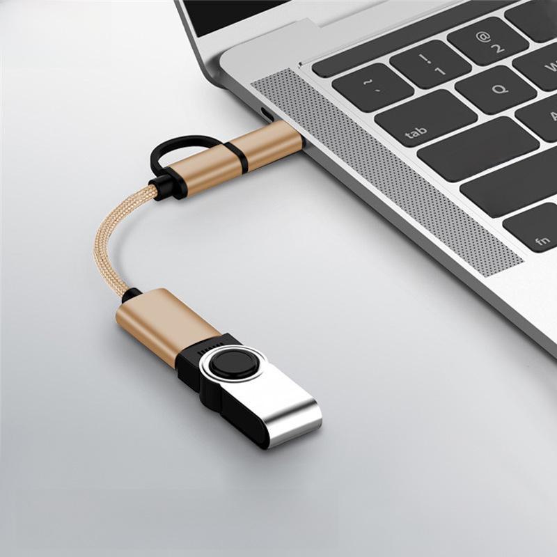 Компактный адаптер Type-C на USB-A OTG с плетеным металлическим корпусом для высокоскоростной передачи данных