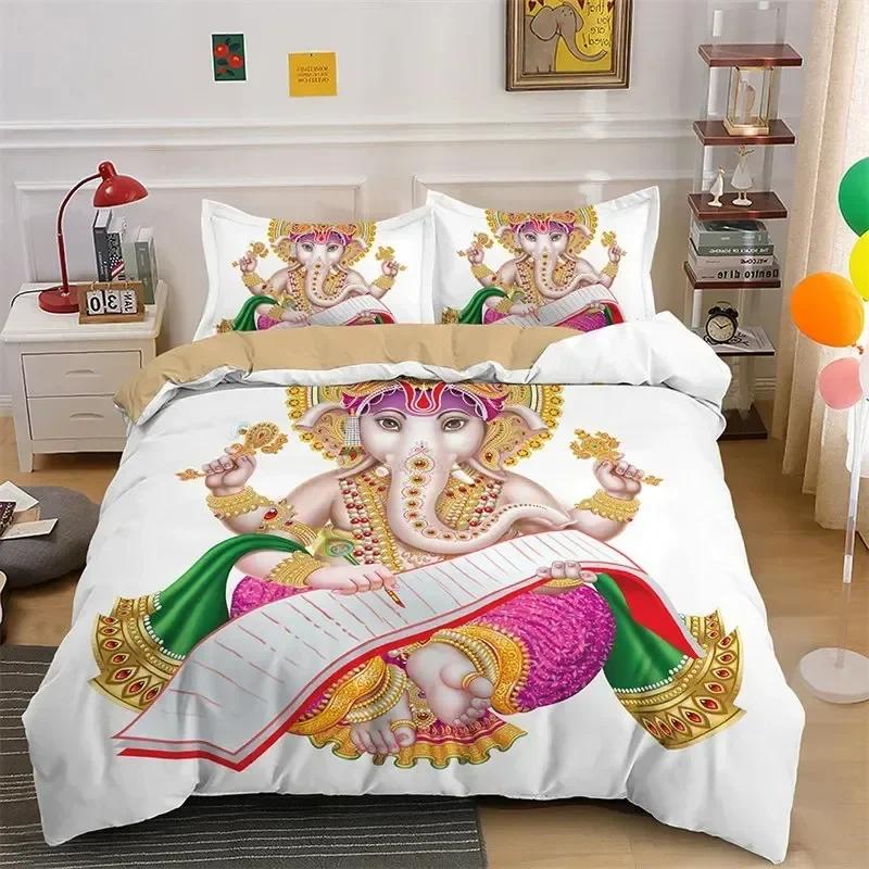 Комплект постельного белья Lord Ganesha Indian Elephant Bohemia Mandala для мальчиков и девочек Twin Queen Size, пододеяльник, наволочка, кровать для детей и взрослых