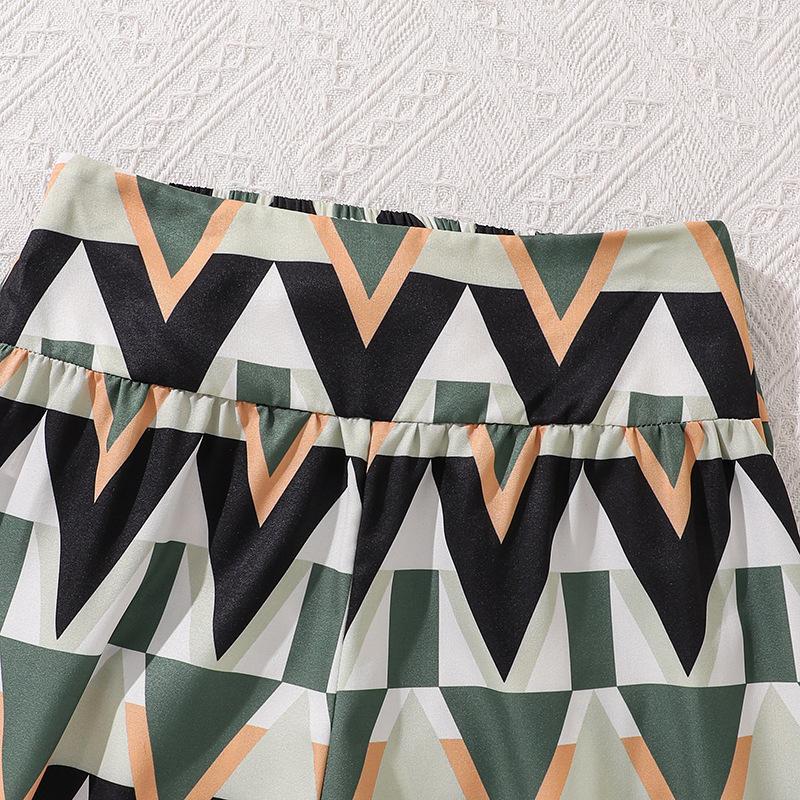 Повседневный костюм для девочек 2025 года, летний детский жилет с принтом и брюками, модный костюм