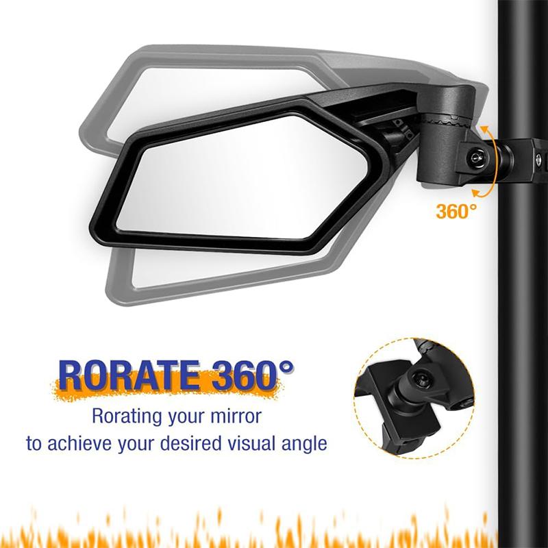UTV Side Mirrors RZR Adjustable Side Mirrors with 1.5”-2” Roll Bar for Polars RZR 1000 Can Am Maverick Yamaha YXZ Rhino Pioneer